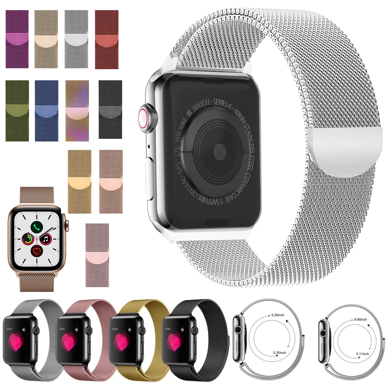 For Apple Watch Ultra Apple Watch SE2 8 7 6 5 4 3 Milanese Loop Strap Stainless Steel Metal Band