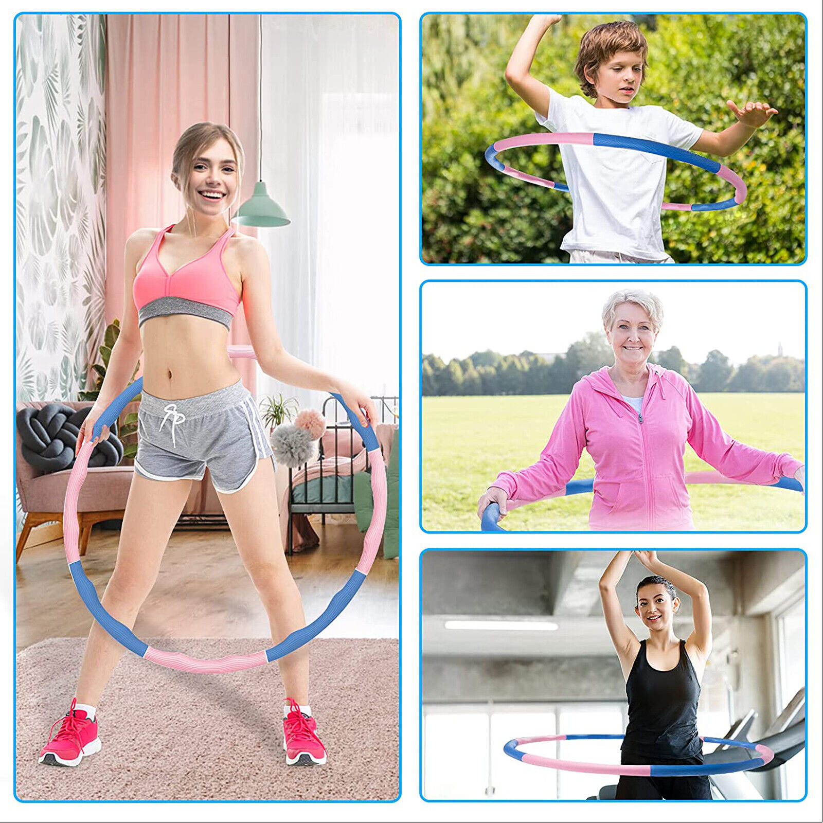 Hula Hoop Weighted Fitness Abs Exercise Workout Padded Collapsible Hoola UK