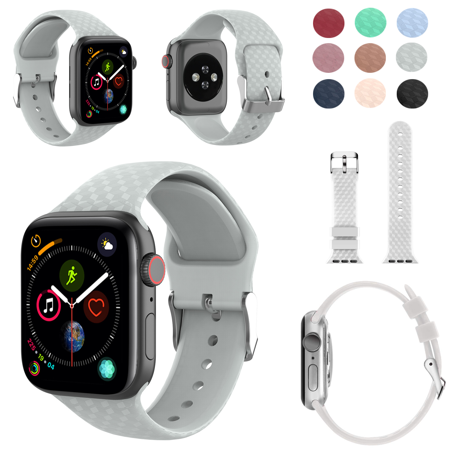 Woven Silicone Strap for Apple Watch iWatch Series SE 3/4/5/6/7/8 38/40/42/44/45/49mm