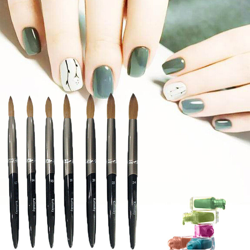 Kolinsky Sable Acrylic Nail Art Brush Round Manicure DIY Tool Gift Size 9 #8-#24