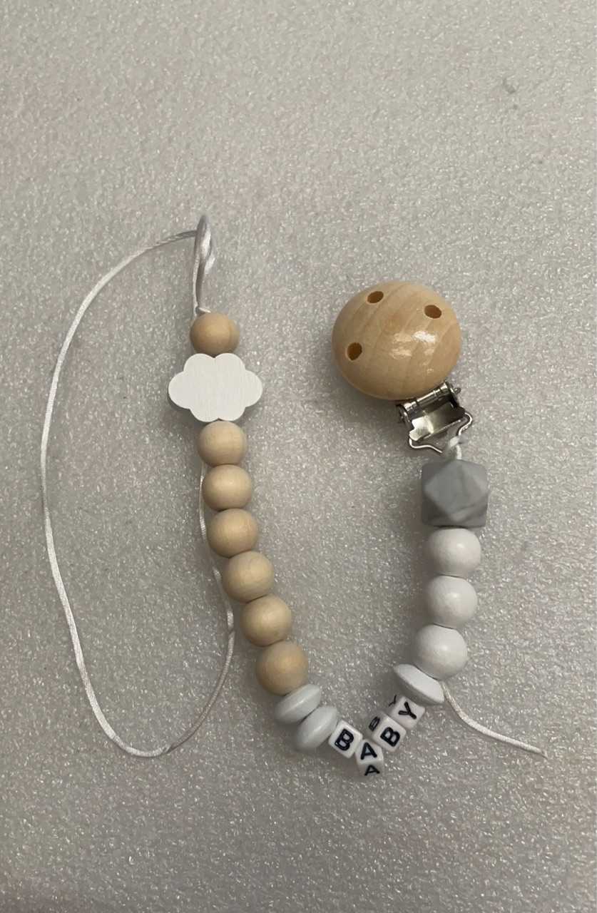 Cloud Silicone Round Bead Molar Bracelet_Wood Color