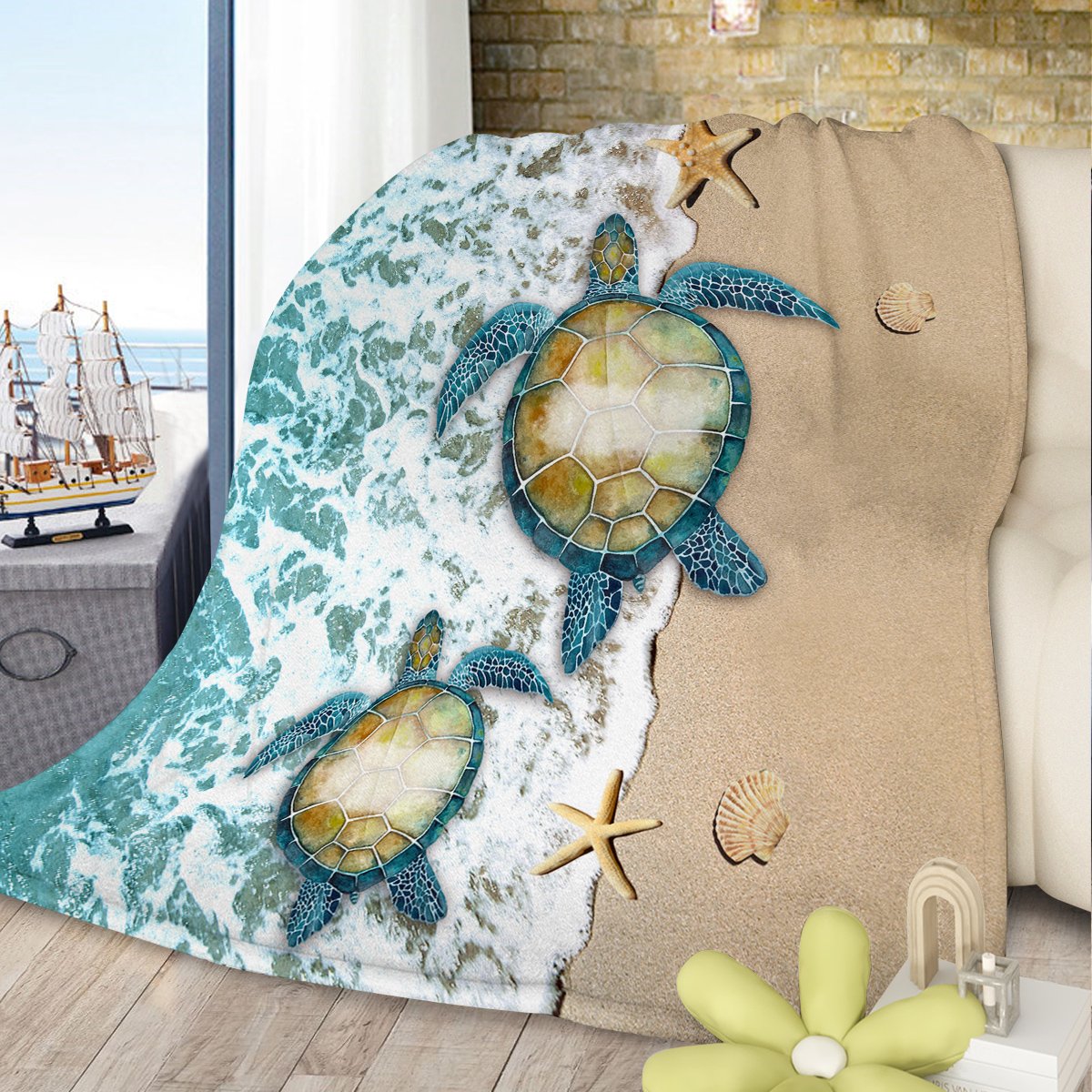 60"x80"Sea Turtle Flannel Blanket Throw Blanket for Bed Sofa Couch Super Soft - Picture 11 of 11