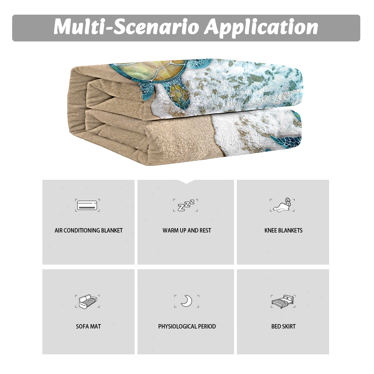 60"x80"Sea Turtle Flannel Blanket Throw Blanket for Bed Sofa Couch Super Soft - Picture 3 of 11