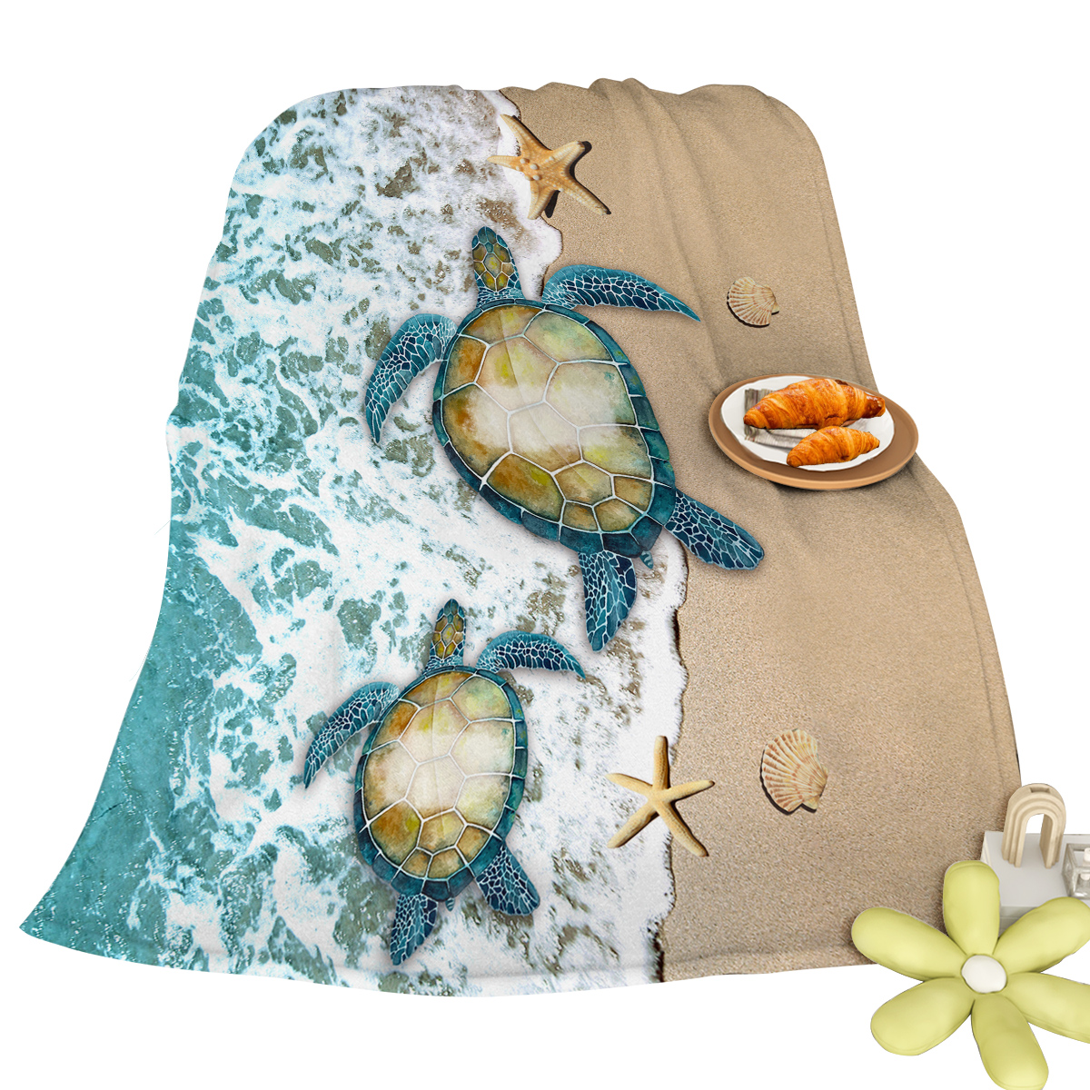 60"x80"Sea Turtle Flannel Blanket Throw Blanket for Bed Sofa Couch Super Soft - Picture 1 of 11